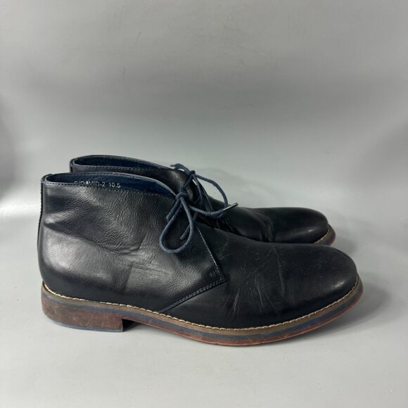 Adolfo Black Leather Ankle Boots, Men\'s Size 10.5 main image 8